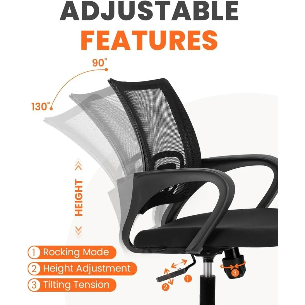NEO CHAIR Black Mesh Gaming Office Chair Mid Back Lumbar Support Adjustable Height Swivel For Home Computer Desk Task
