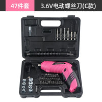 Hi-Spec 92-Piece Pink Home Tool Box Set, Multi-Function Hand Repair Kit with Hammer Cordless Power Drill Combo for Household DIY
