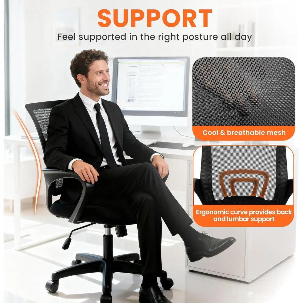 Ergonomic Mesh Gaming Chair with Adjustable Height, Lumbar Support, and Swivel for Comfortable Use