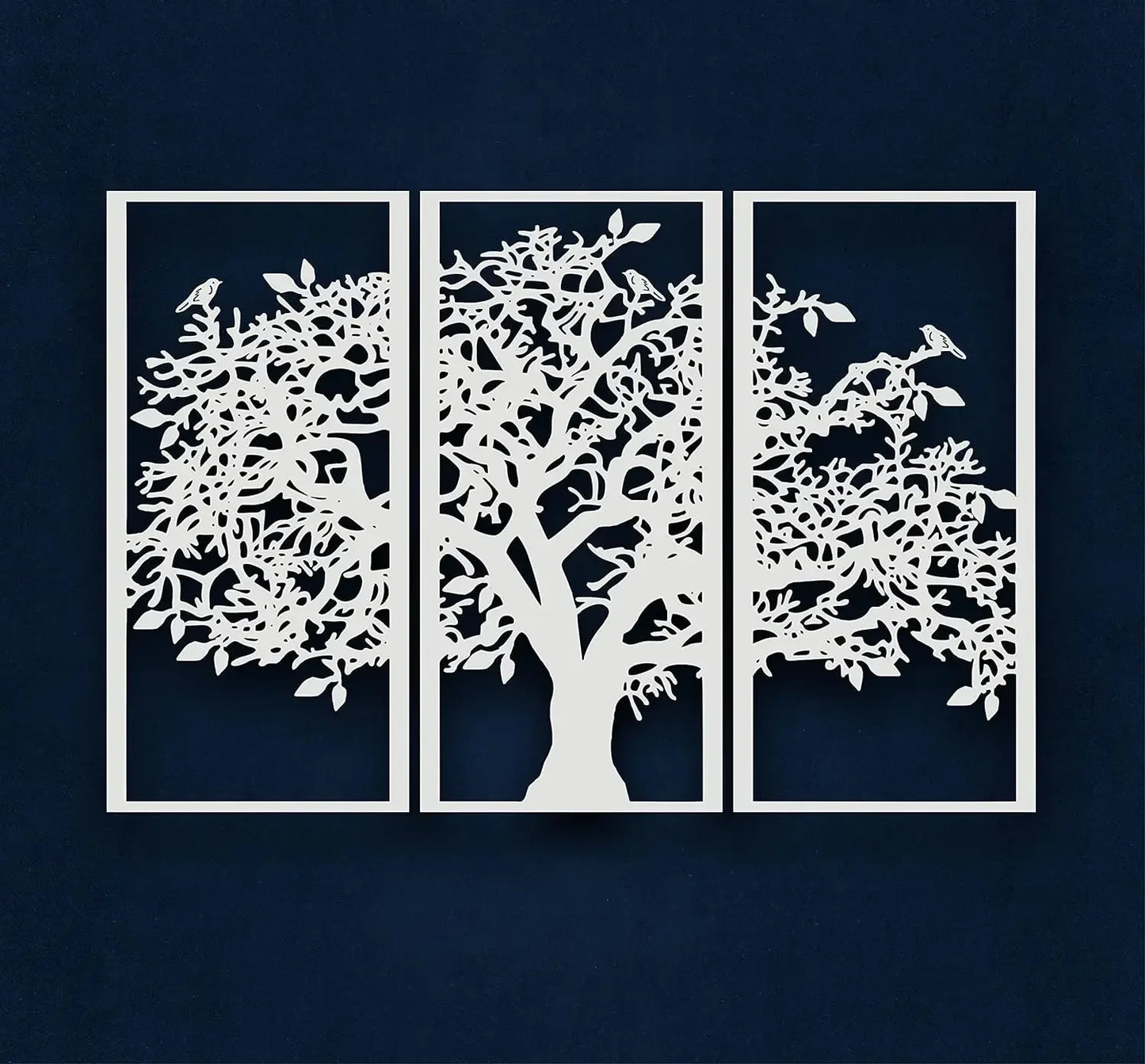 3Pcs Family Tree Metal Wall Decor – Tree of Life Iron Art. Modern 3D Wall Art for Home, Bedroom, and Living Room Decoration.