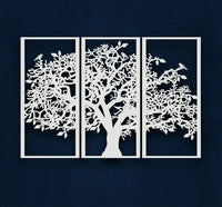 3Pcs Family Tree Metal Wall Decor – Tree of Life Iron Art. Modern 3D Wall Art for Home, Bedroom, and Living Room Decoration.