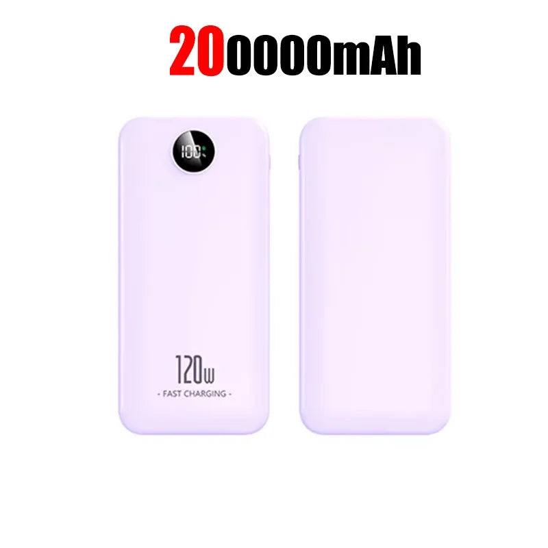 200000mAh Power Bank Super Fast Charging Portable Long Endurance Power Bank Digital Display Battery For iPhone Samsung