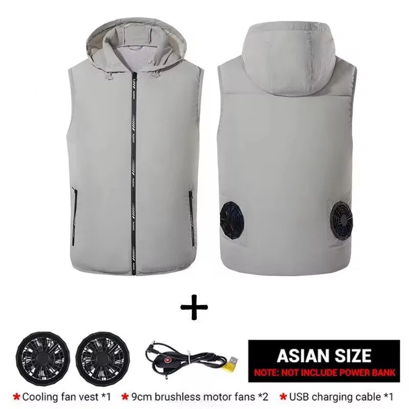 Summer Sport Fan Air Condition Cool Man Woman Travel Ultralight Brand Outdoor Vest Clothes Jacket Sun Windbreaker Fishing Worker