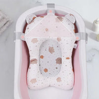 Baby Shower Bath Tub Pad Non-Slip Newborn Bathtub Mat Safety Nursing Foldable Support Comfort Body Cushion Mat Pillow Cartoon
