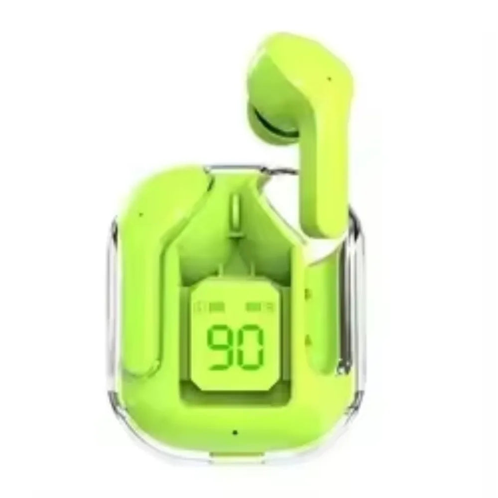Transparent Wireless Earbuds Bluetooth 5.3, ENC Noise Canceling In-Ear Headphones with HiFi Stereo, LED Display Charging Case
