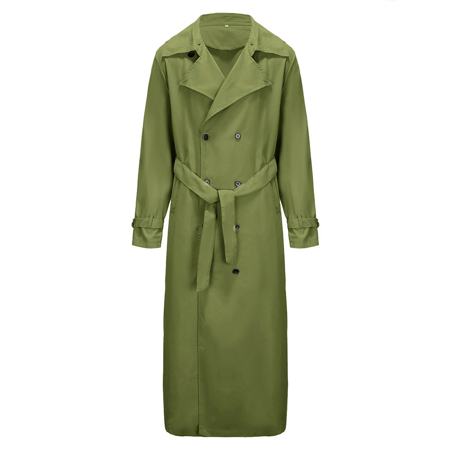 Men s Classic Wool Blend Trench Coat with Removable Belt and Notched Lapel Collar Warm Winter Overcoat Jacket