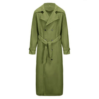 Men s Classic Wool Blend Trench Coat with Removable Belt and Notched Lapel Collar Warm Winter Overcoat Jacket