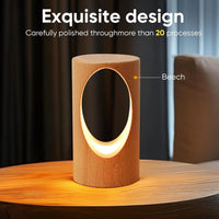 Dimmable Wooden Desk Lamp, Warm Ambient Night Light for Bedroom, Creative Home Decor Gift