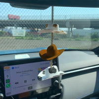 Cowboy Hat Car Charm,Country Rear View Mirror Hanging Accessories,Sunflower Cowgirl hat Cow Print Car Decor,Cute Handmade Felt M
