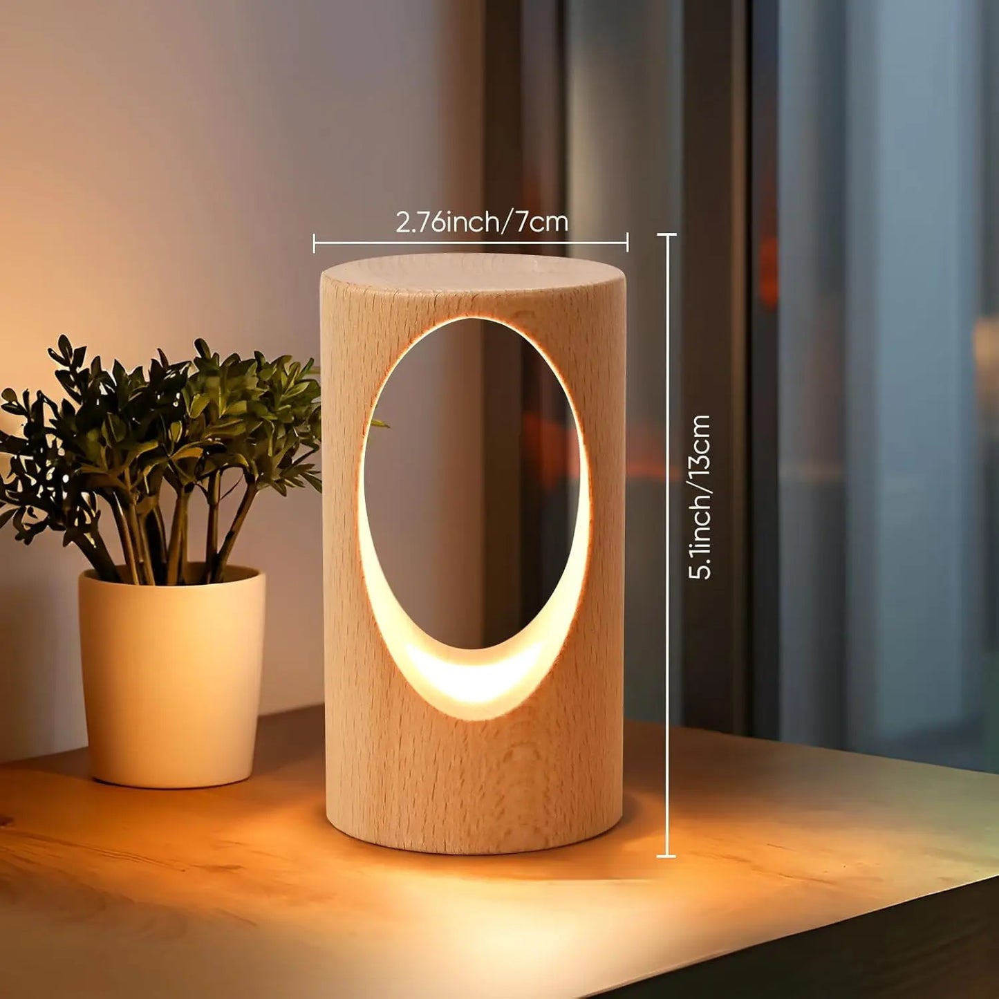 Dimmable Wooden Desk Lamp, Warm Ambient Night Light for Bedroom, Creative Home Decor Gift
