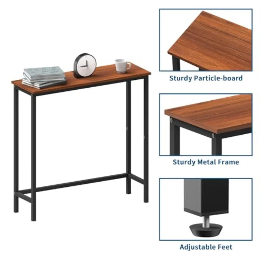 Narrow Console Table 29.5" Slim Entryway Table Sofa Stand Hallway Shelf for Hallway Bedroom Living Room Foyer Canyon Walnut