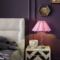 Purple Funky Table Lamp with Pleated Lamp Shape,  Sage with Purple Table Lamp Bedsidefor Nightstand, Living Room (Purple)