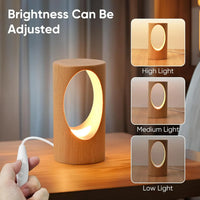 Dimmable Wooden Desk Lamp, Warm Ambient Night Light for Bedroom, Creative Home Decor Gift
