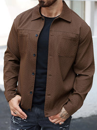 Men s Casual Shirt Jacket Regular Fit Solid Color Long Sleeve Button-up Tops Spring Fall Streetwear Fashion Outwear Coat