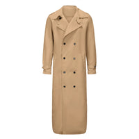 Men s Classic Wool Blend Trench Coat with Removable Belt and Notched Lapel Collar Warm Winter Overcoat Jacket