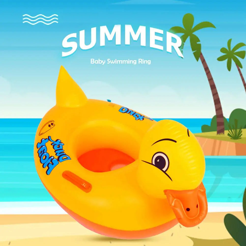 Inflatable Duck Swimming Ring with Handle Quacker Swimming Pool Ring PVC Duck Shaped Swim Circles Children Summer Party
