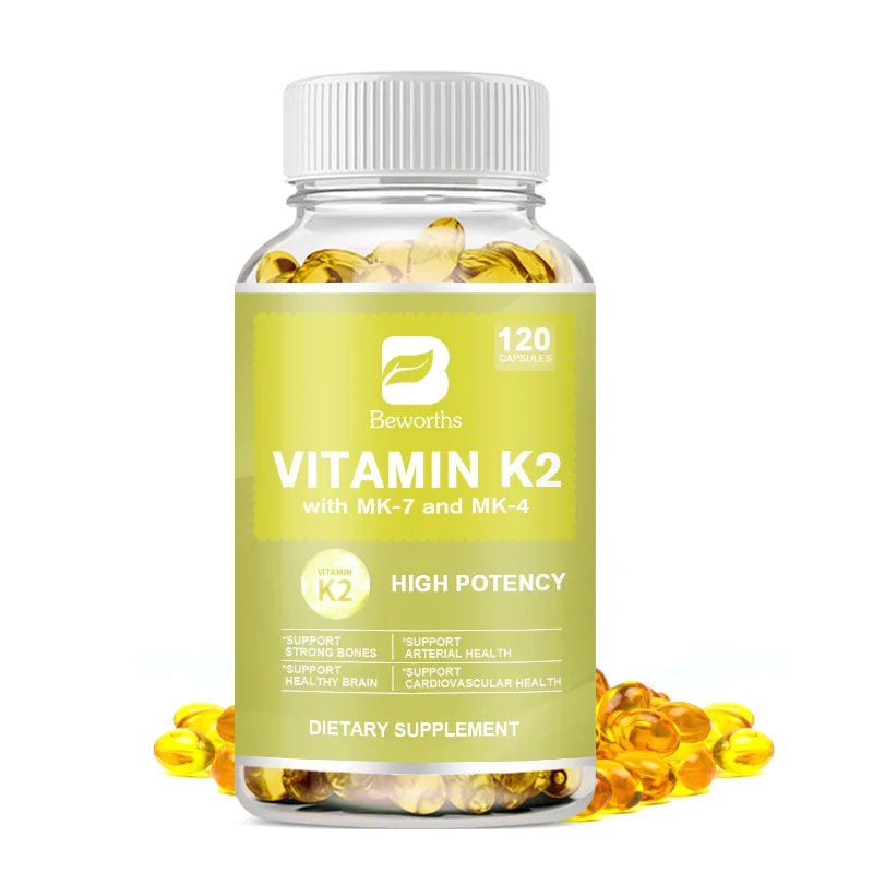 BEWORTHS Vitamin K2 Capsules Support Healthy Bones & Arteries Healthy Brain Cardiovascular Health Calcium Absorption non-GMO