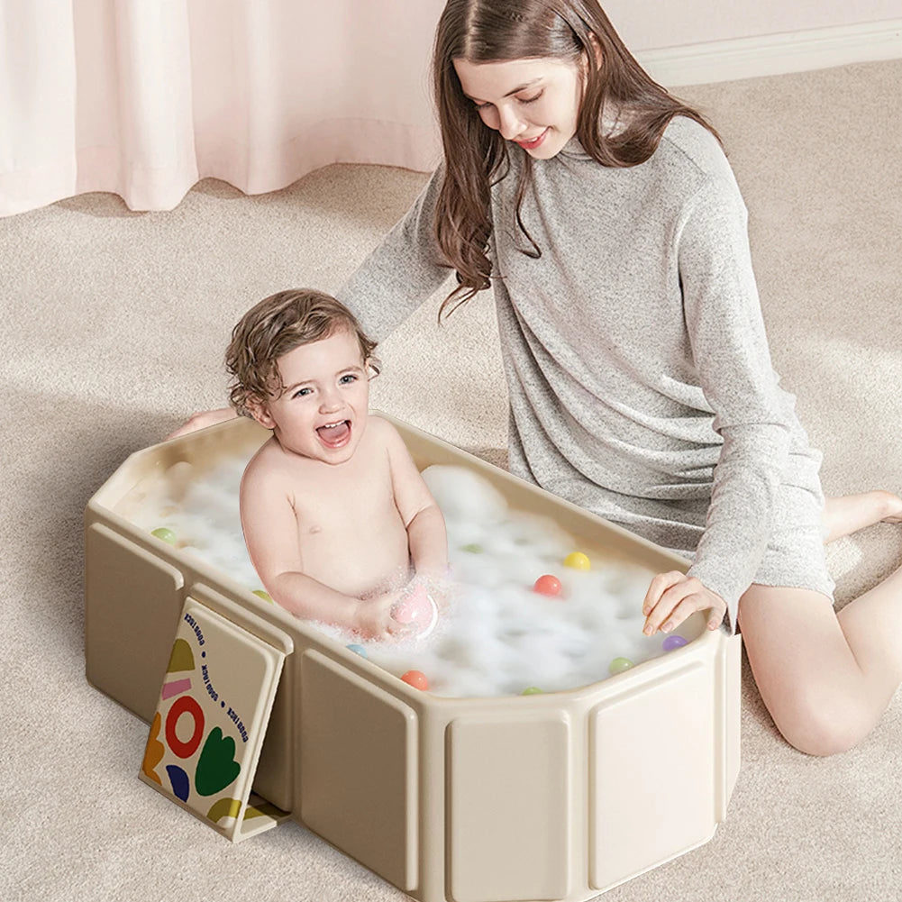 Baby Bathtub for Infants To Toddlers Collapsible Baby Bath Tub with Drain Outlet Infant Tub Toddler Bathtub Shower Basin