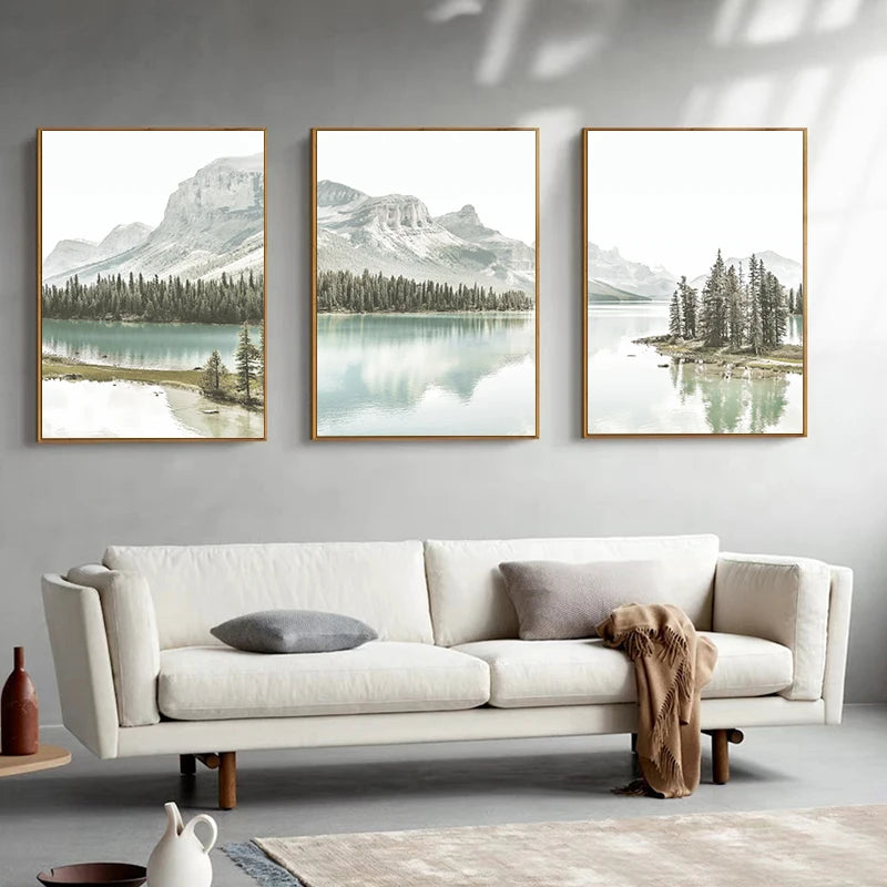 3pcs/set frameless Canvas Painting 3Pcs/Set Natural Scenery Poster Wall Canvas Painting Nordic Mountain Lake Landscape Painter H
