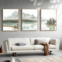 3pcs/set frameless Canvas Painting 3Pcs/Set Natural Scenery Poster Wall Canvas Painting Nordic Mountain Lake Landscape Painter H