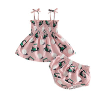 Toddler Girls Tank Top and Shorts Set Sleeveless Floral Print Camisole with Ruffle Hem Shorts Summer Outfit for Kids