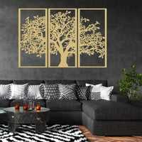 3Pcs Family Tree Metal Wall Decor – Tree of Life Iron Art. Modern 3D Wall Art for Home, Bedroom, and Living Room Decoration.