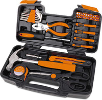 FATCOOL 39 Piece DIY Household Home Hand Tool Set Screwdrivers Pliers Hammer Wrenches Measure Tape Band Hard Storage Box