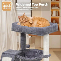 Cat Tree With Scratching Post For Indoor Cats, Cat Tower With Scratching Board And Playful Toy Balls, Cozy Hammock Perch, Grey C