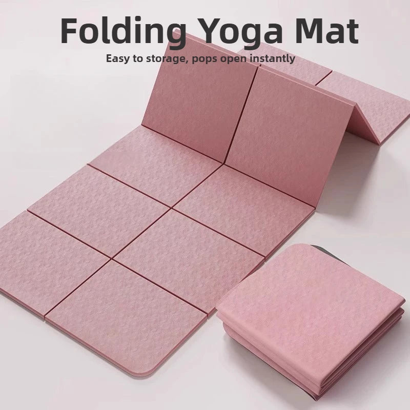 Eco-Friendly TPE Foldable Yoga Mat Double-Sided Non-Slip Travel Fitness Exercise Mat for Pilates and Floor Workouts