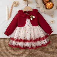 Autumn New Christmas Party Baby Girl Dress, Cute Polka Dot Children'S Clothing Suitable for Babies Aged 6 Months To 3 Years Old