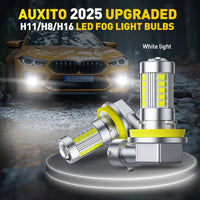 AUXITO 2x Mini Size H11 H16(JP) LED Fog Lights 6500K White H8 H9 9006/HB4 H10 LED Driving Lamp Bulbs 3000K Yellow DRL With Lens