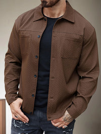 Men s Casual Shirt Jacket Regular Fit Solid Color Long Sleeve Button-up Tops Spring Fall Streetwear Fashion Outwear Coat