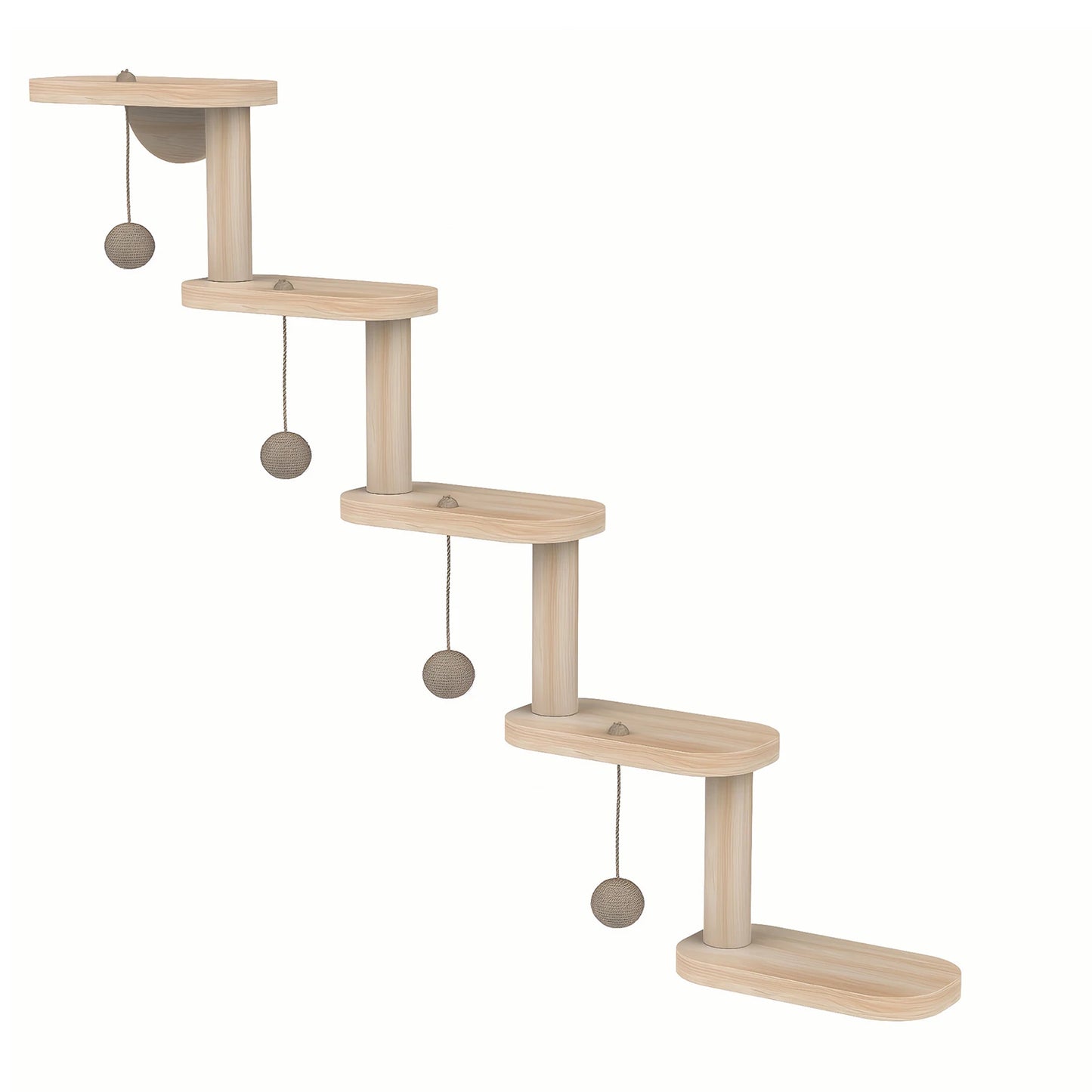 Wall Mounted Cat Climbing Shelves with 5 Step Wooden Cat Ladder Frame Cat Wall Steps Shelves for Sleeping Playing Climbing
