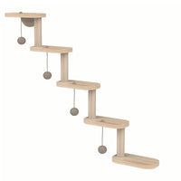 Wall Mounted Cat Climbing Shelves with 5 Step Wooden Cat Ladder Frame Cat Wall Steps Shelves for Sleeping Playing Climbing