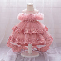 Girls Sparkly Sequin Princess Dress with Tulle Skirt and High-Low Hemline Perfect for Birthday Parties and Weddings