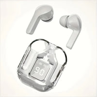 Transparent Wireless Earbuds Bluetooth 5.3, ENC Noise Canceling In-Ear Headphones with HiFi Stereo, LED Display Charging Case