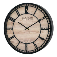 Contemporary 11.5 Inch Wall Clock Stylish Design Precise Quartz Movement Rustic Faux Wood Background Ideal Living Room
