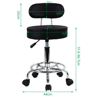 KKTONER PU Leather Rolling Stool Mid-Back with Footrest Height Adjustable Office Computer Home Drafting Swivel Task Chair