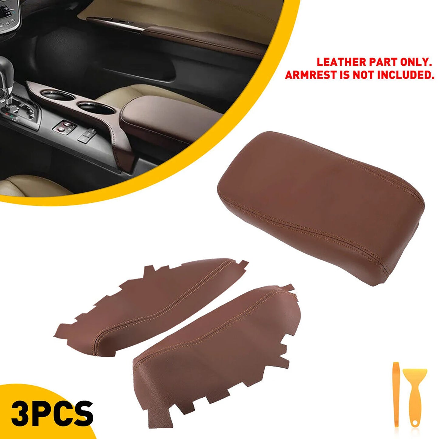 Leather Console Lid  Armrest & Door Panel Cover Brown For Toyota Avalon 2013-2018 Auto Interior Microfiber Leather Trim Cover