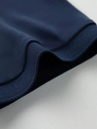 Men's Navy Blue Short Sleeve Polo Shirt with White Horse Silhouette, Casual Summer Wear