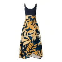 【Spot goods】Breezaya Women Tropical Plant Printed Cross Wrap Cami Sleeveless Dress With Spaghetti Straps Maxi Women Outfit
