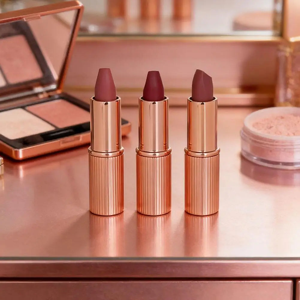 Mini Lipstick Trio 3 Pieces Travel Friendly Lip Color Assorted Shades Cosmetic Beauty Set