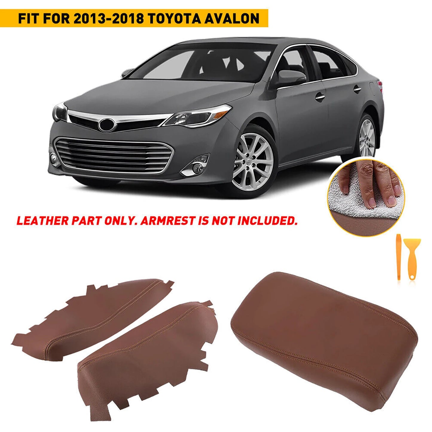 Leather Console Lid  Armrest & Door Panel Cover Brown For Toyota Avalon 2013-2018 Auto Interior Microfiber Leather Trim Cover