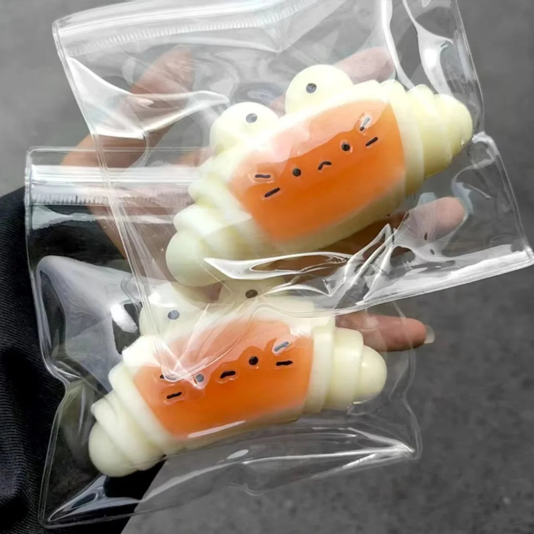 Cute Croissant Squishy Toy Food Grade Silicone Stress Relief Sensory Fidget Toy for Adults Kids Decompression Toy