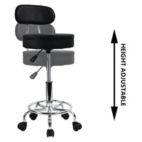 KKTONER PU Leather Rolling Stool Mid-Back with Footrest Height Adjustable Office Computer Home Drafting Swivel Task Chair