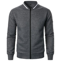Men s Casual  Fit Zipper Up Lightweight Stand Collar Jacket Spring Fall Coat with Contrast Color Detail