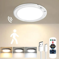 Rechargeable Motion Sensor Ceiling Light with Remote -  Wireless Ceiling Light Battery Powered for Closet Shower Stairs Shed Hal