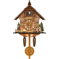 Cuckoo Wall Clock Traditional Antique Chalet Forest House Wooden Wall Pendulum Quartz Clock for Home Cafe Restaurant Hotel Decor