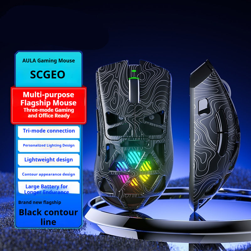 Wireless Three-mode Mouse Hollowed-out E-sports Office Gaming Desktop